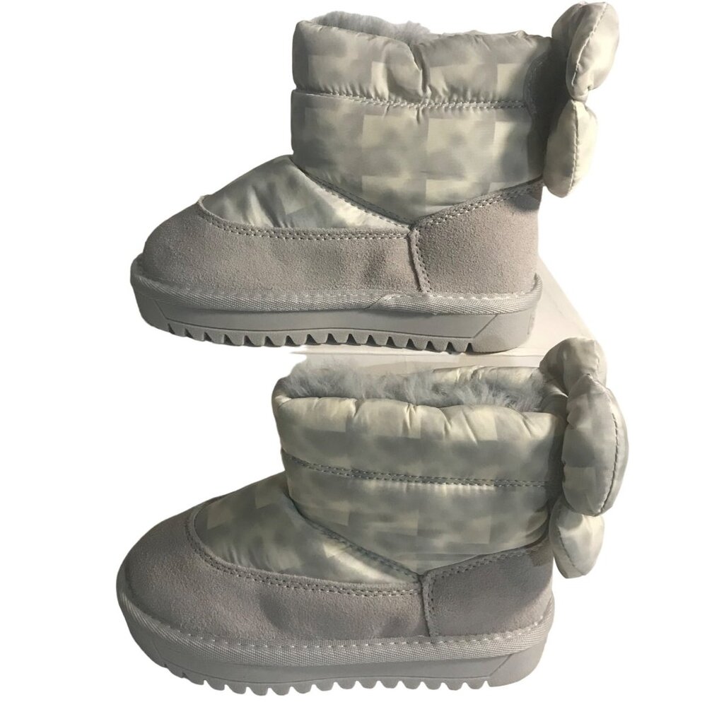 Dream Pairs Winter Boots Girls Size 10 Interchangeable Grey Bow Heart Faux Fur